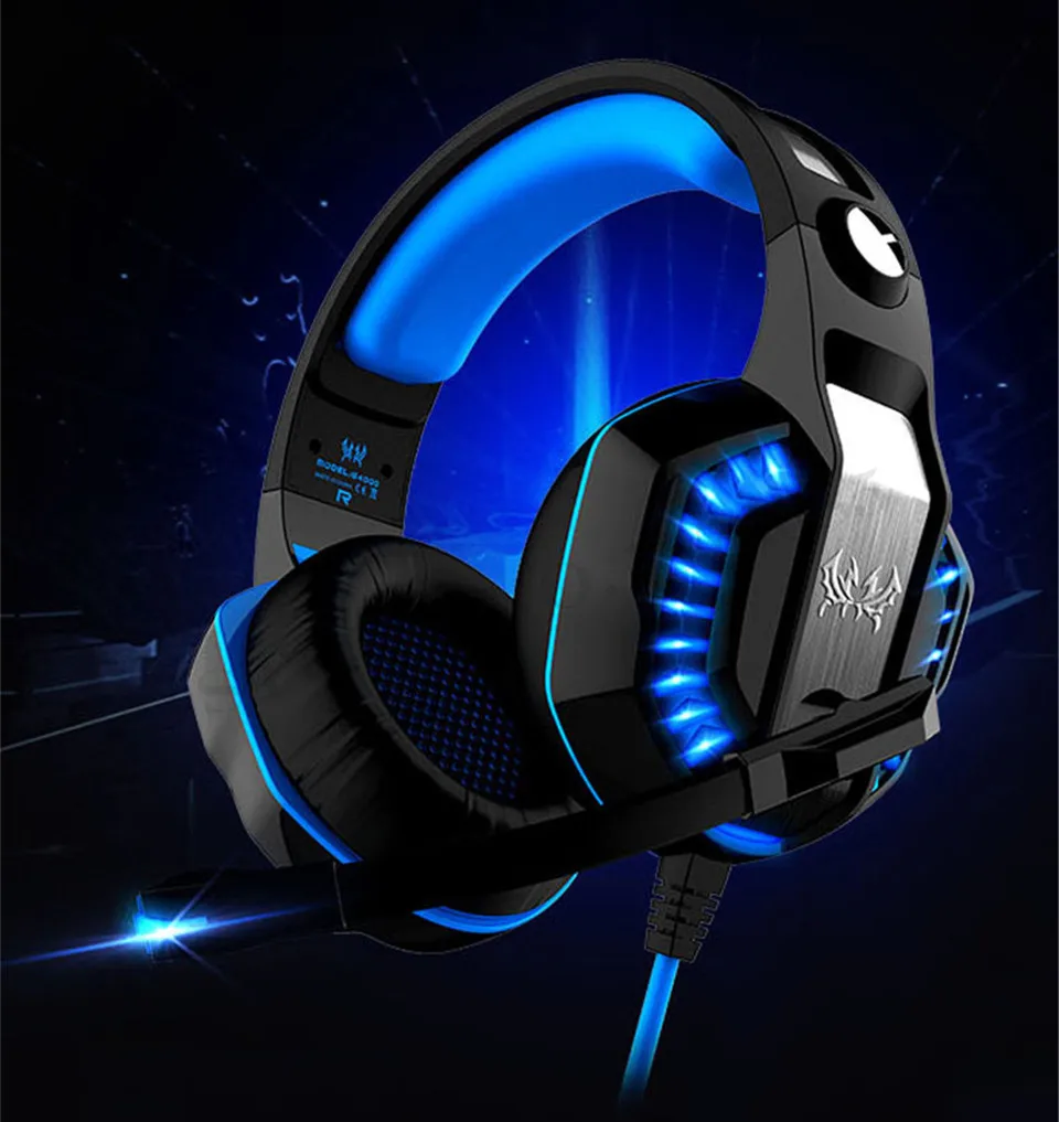 KOTION EACH PC Gaming Headset PC Gamer casque Stereo Headphones with Microphone Dazzle Lights Glow G2000 Upgrade for Computer (2)