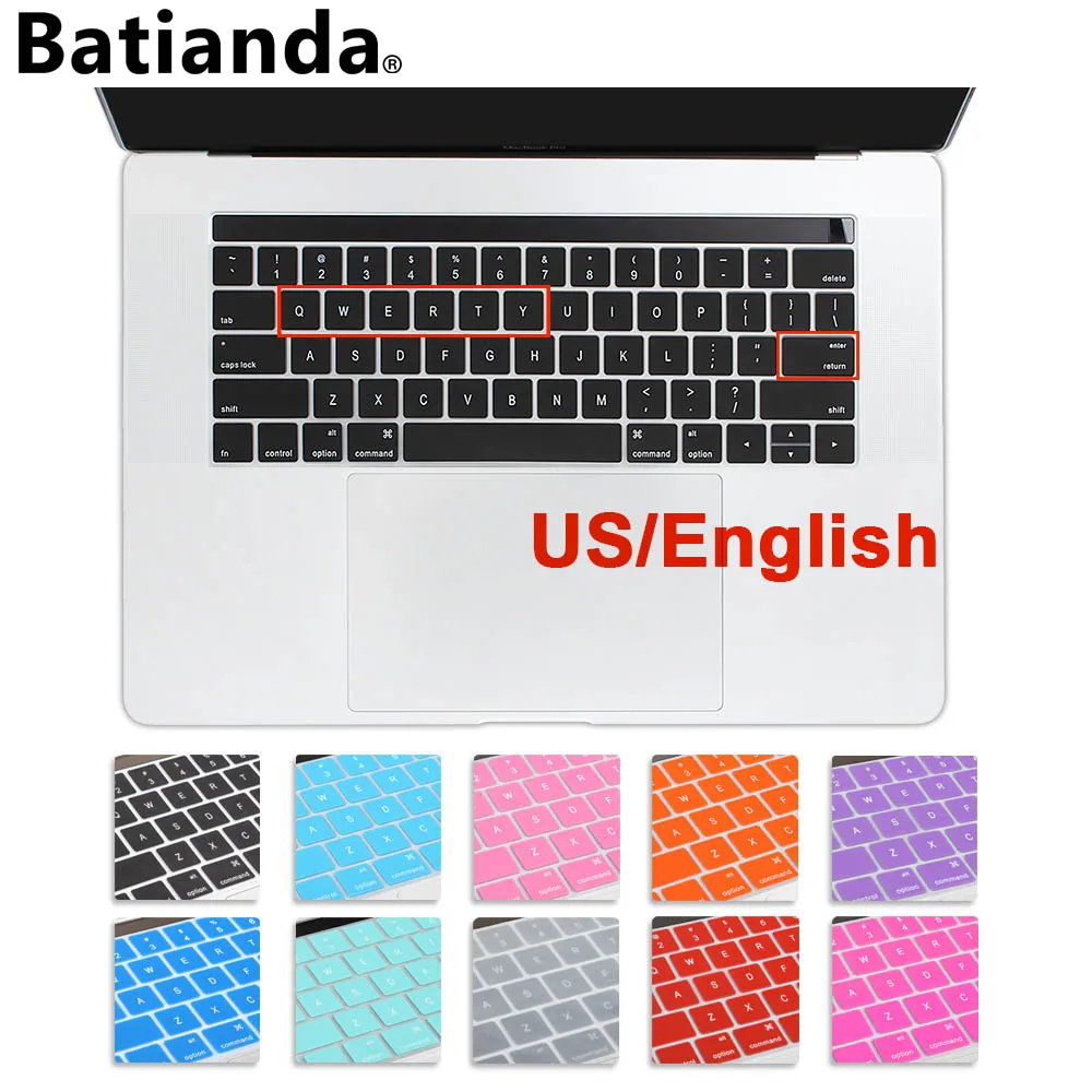 Чехол для английской раскладки клавиатуры US силиконовый чехол MacBook Pro Retina 2016 2017 2018