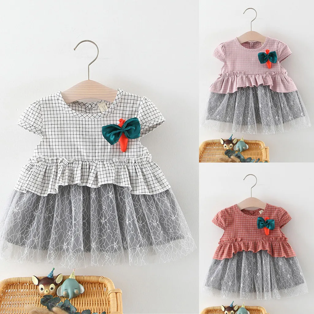  CHAMSGEND Toddler Baby Girls Ruched Patchwork Tulle Skirt Carrots Party Princess Dresses FEB21 P30