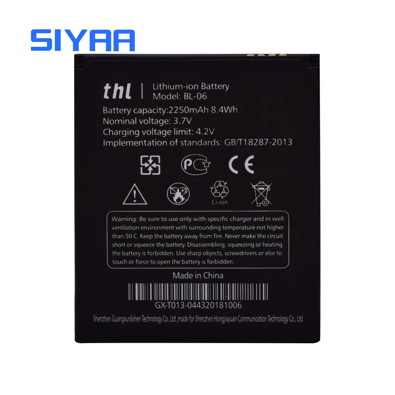 SIYAA оригинальный мобильный телефон Батарея BL 06 BL06 08 BL08 W100 W200 для THL T6 Pro T6S W200S W200C W100S