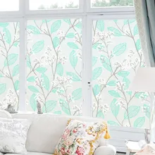 Синий цветок дерево статическая оконная пленка ванная комната раздвижная дверь Туалет непрозрачная стеклянная Фольга наклейки на окна анти-Прозрачный Целлофан