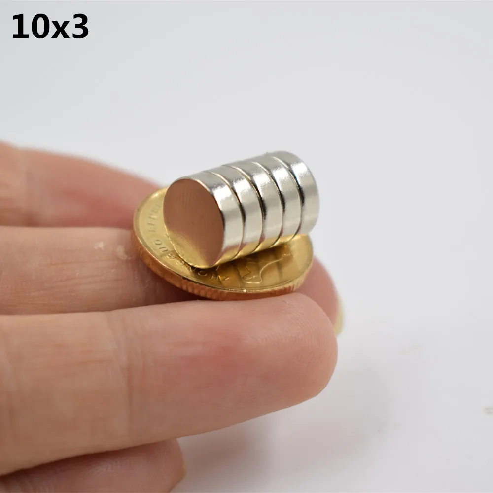 D10mm неодимовый магнит редкоземельный маленький сильный Круглый постоянный листовой холодильник Электромагнит NdFeB никель магнитный диск
