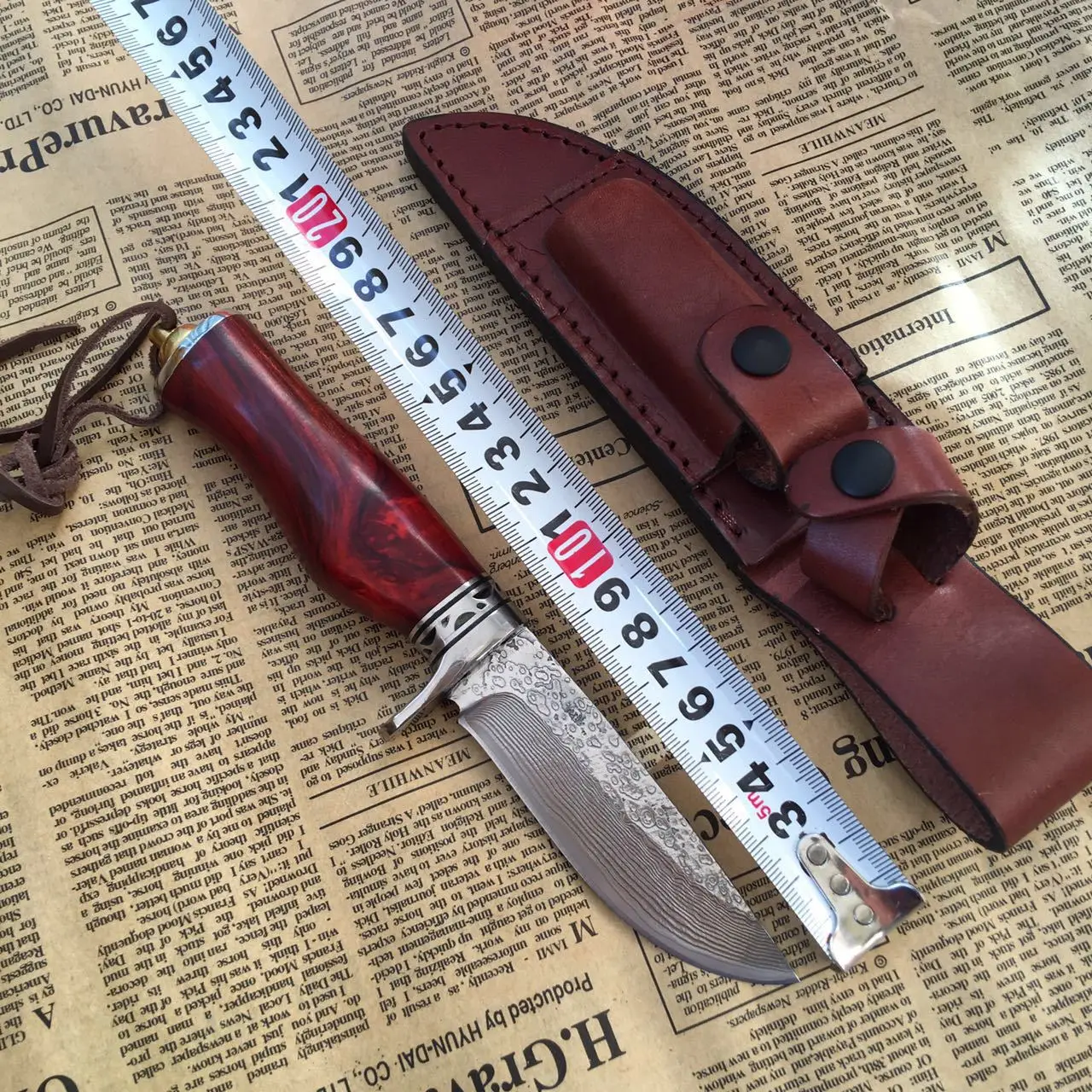 High quality Damascus steel straight knife hunting high hardness