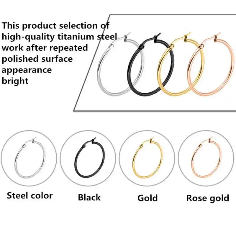 10-70 мм, сексуальные большие серьги из нержавеющей титановой стали, круглая пряжка, серьги-кольца, аксессуары для женщин, ювелирное изделие, подарок