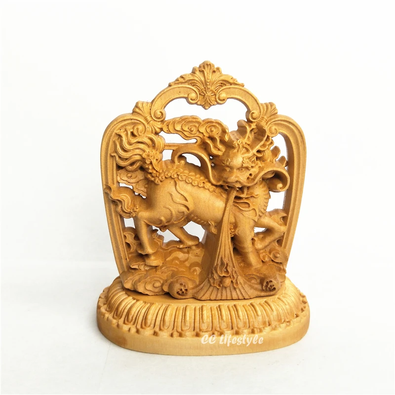 

Chinese home decor handmade sculpture statue Car wood pi xi lucky wooden dragon office accessories ation
