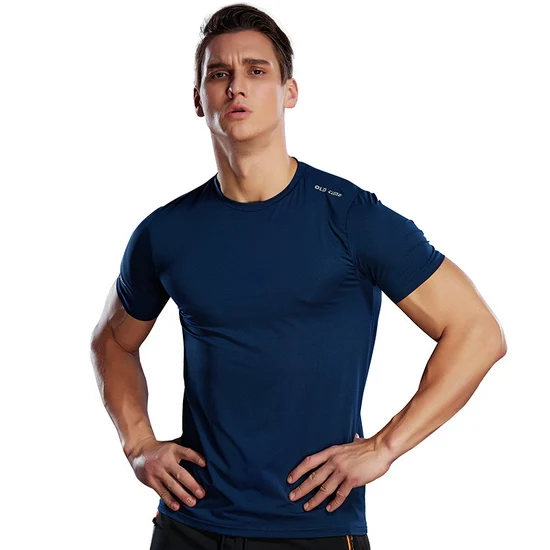 LoClimb Lovers Стретч Quick сухая походная футболка для женщин и мужчин, летняя футболка с коротким рукавом для фитнеса, Спортивная футболка для активного отдыха, AM244 - Цвет: men blue
