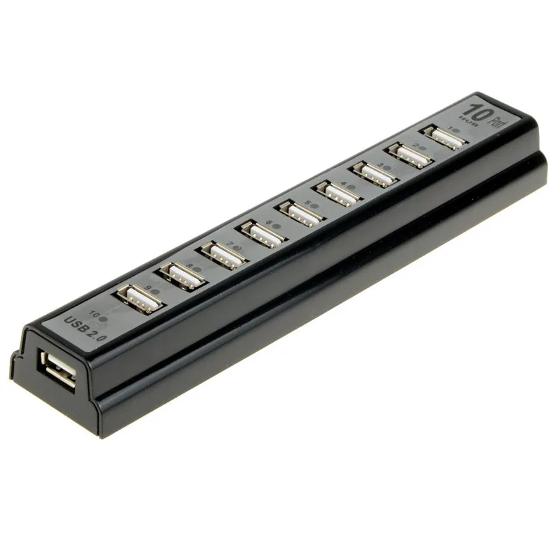 Multi Personal Computer USB HUB 10 Ports 2.0 Computer Peripherals USB Hubs Portable USB Splitter For Nootbook Laptops