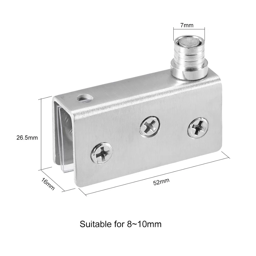 Uxcell 1 пара Нержавеющая сталь Стекло петли для стеклянных дверей дверная петля Стекло зажим 40x13x20 мм 52 х 16 х 26 мм для 5-8 мм 8-10 мм Серебряный тон