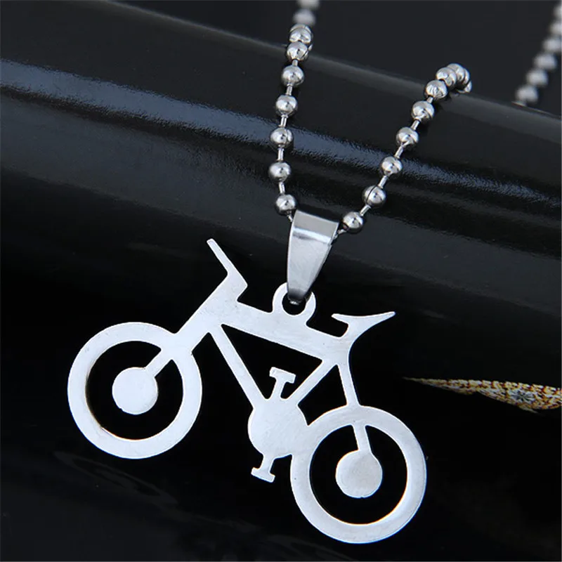 Bike Pendant Stainless Steel Necklaces Cycling Ste...