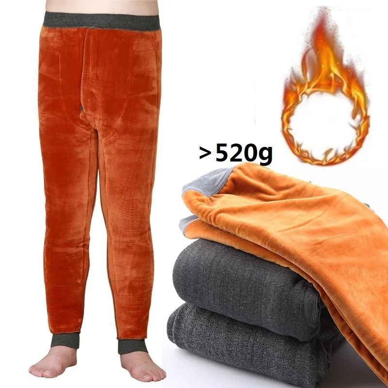 

2018 new Men Thermal underwear pants Very thick fleece leggings wear in very cold days Winter trousers more than 520g