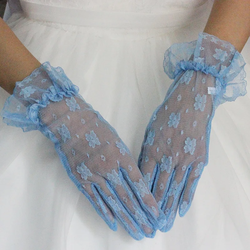 Многоцветный белый короткий цвет слоновой кости свадебные перчатки Кружева свадебный аксессуар Хэллоуин женские перчатки 9517