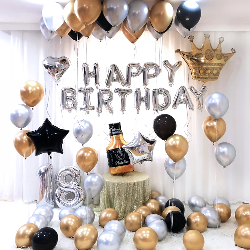 Украшения для дня рождения взрослый счастливый воздушный шар на день рождения гирлянда золото черный розовый синий металлические шары из латекса набор украшение на годовщину
