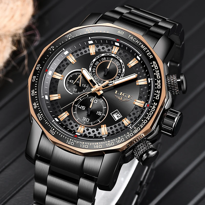 LIGE новые модные мужские часы Топ люксовый бренд военные мужские часы с большим циферблатом аналоговые кварцевые часы мужские спортивные часы с хронографом