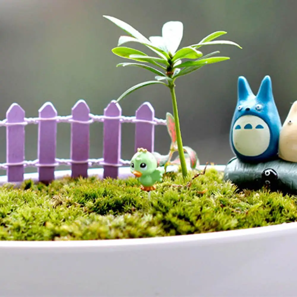 1 шт. миниатюрный маленький деревянный забор, украшение для аквариума из смолы, кукольный домик, растение в горшках, сказочный сад, мох, украшения - Цвет: Purple