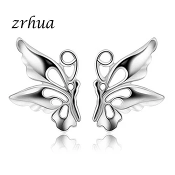 

ZRHUA 925 Sterling Silver BrincosCute Butterfly Stud Earrings for Women Girls Stylish Hollow Design Simple Engagement Gifts