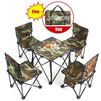 

5 in 1 Camping Hiking Outdoor Foldable Chair Table Set Fishing Picnic BBQ Chair Seat Resting Stool ( 4pcs Chair + 1pc table)