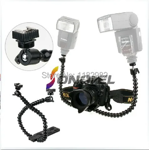 Photo Studio Accessories Flexible Dual Arm Dual-shoe Flash Bracket For Macro Shot DSLR Ca@on Ni@on Fujifilm | Электроника