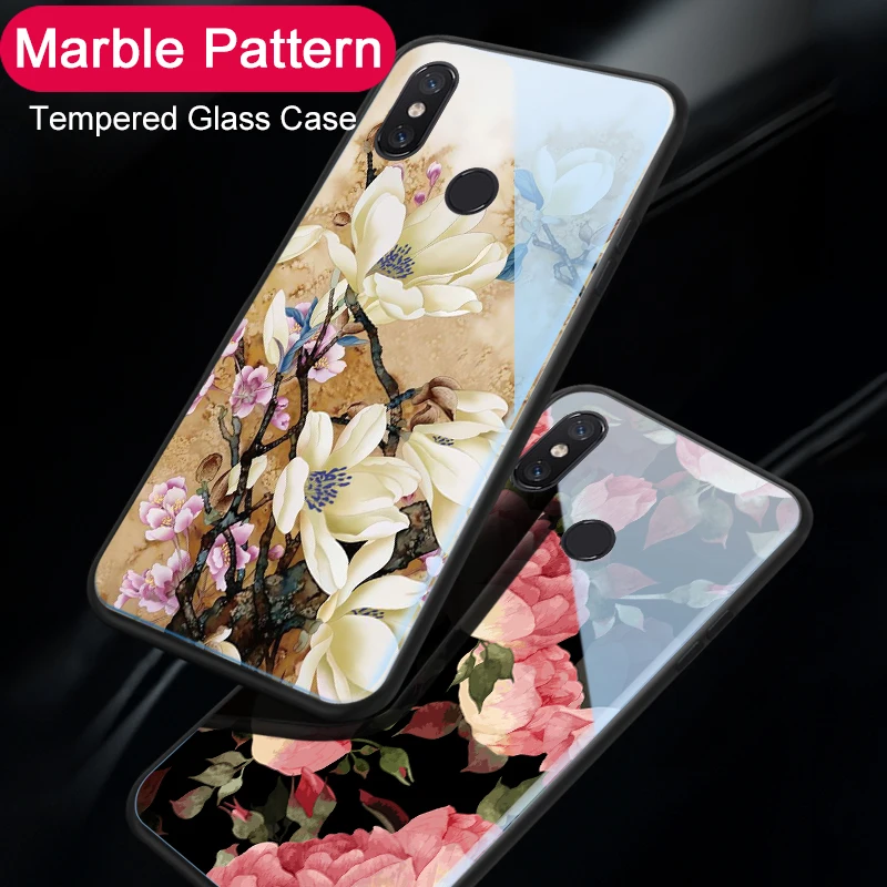 

Luxury Flower Glass Hard Back Cover Case For Xiaomi Mi Max 2 Max2 Floral Phone Case For Xiaomi Mi Max 3 Cases Coque