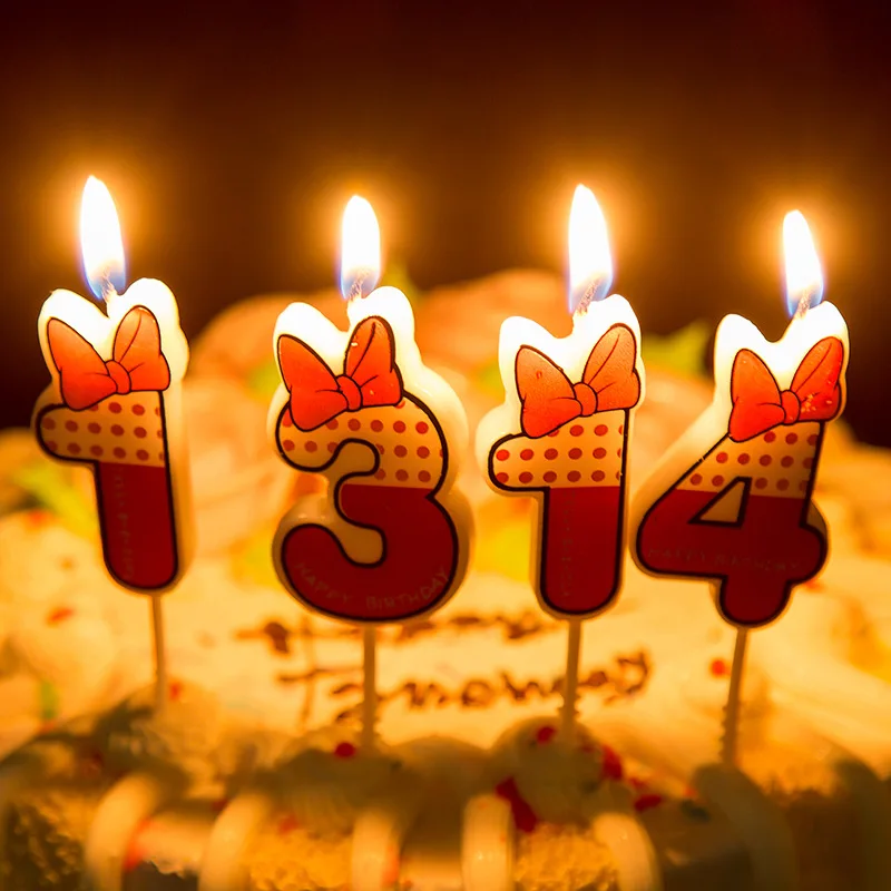 Розовый и голубой номер 0-9 Микки Минни Маус свечи для дня рождения украшение свечей день рождения бабочки дизайнерские свечи