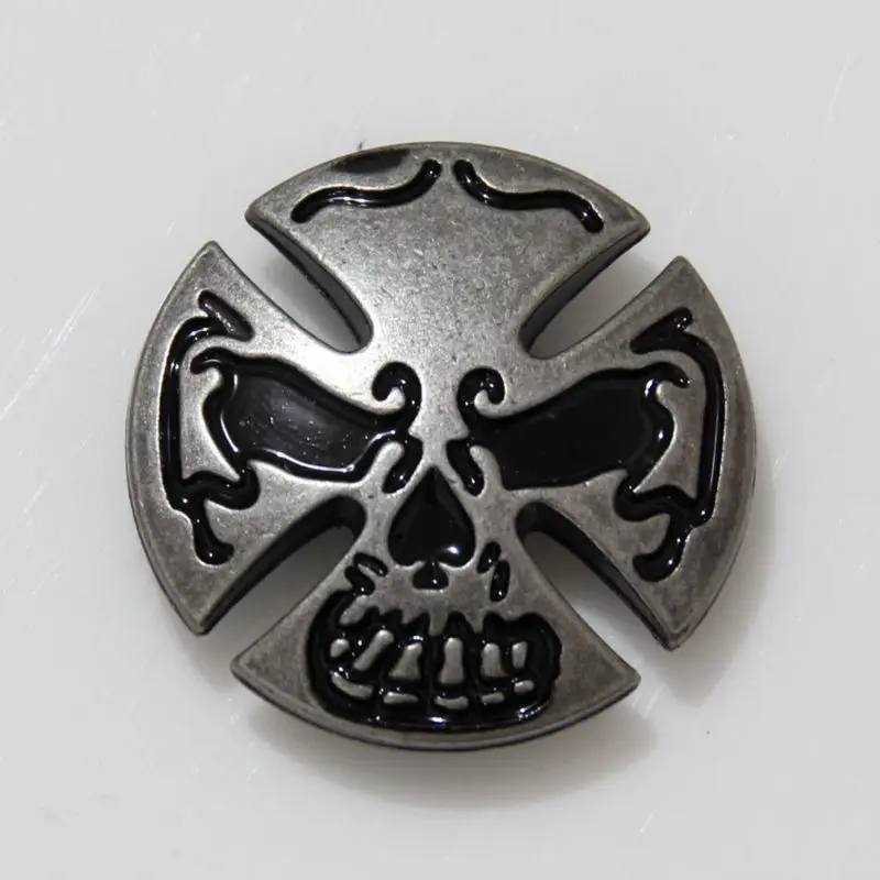 

10pc Skull Cross Cycle Concho 1-1/8" Leathercraft Antique-silver