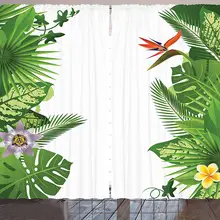 Тропические шторы пышный рост тропический лес Гавайи с ФРАНЖИПАНИ филодендрон Райские птицы гостиная спальня окно