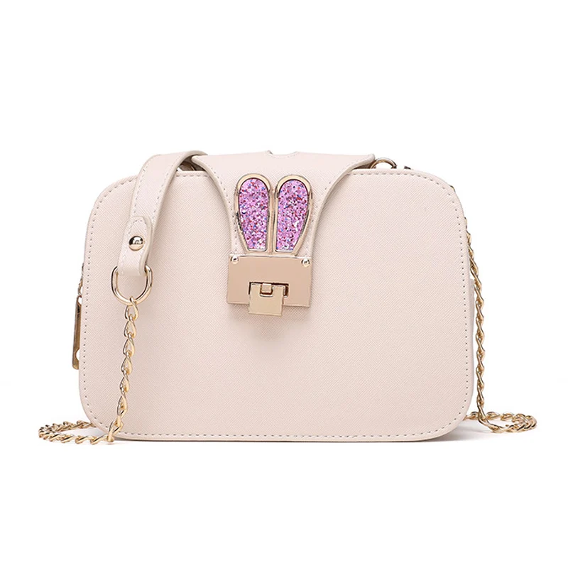 Women Handbags Casual Rabbit Ear Crossbody Shoulder Bags Fashion Chain Designer PU Leather Metal Lock Mini Square Bag SS0417 (18)