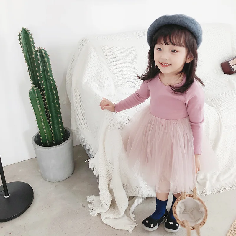 

White Dress Girl Sweaters 2018 Autumn Long Sleeve Prince Korean Gown Tutu Kid Toddler Warm Baby Girl Clothes Dress For New Year