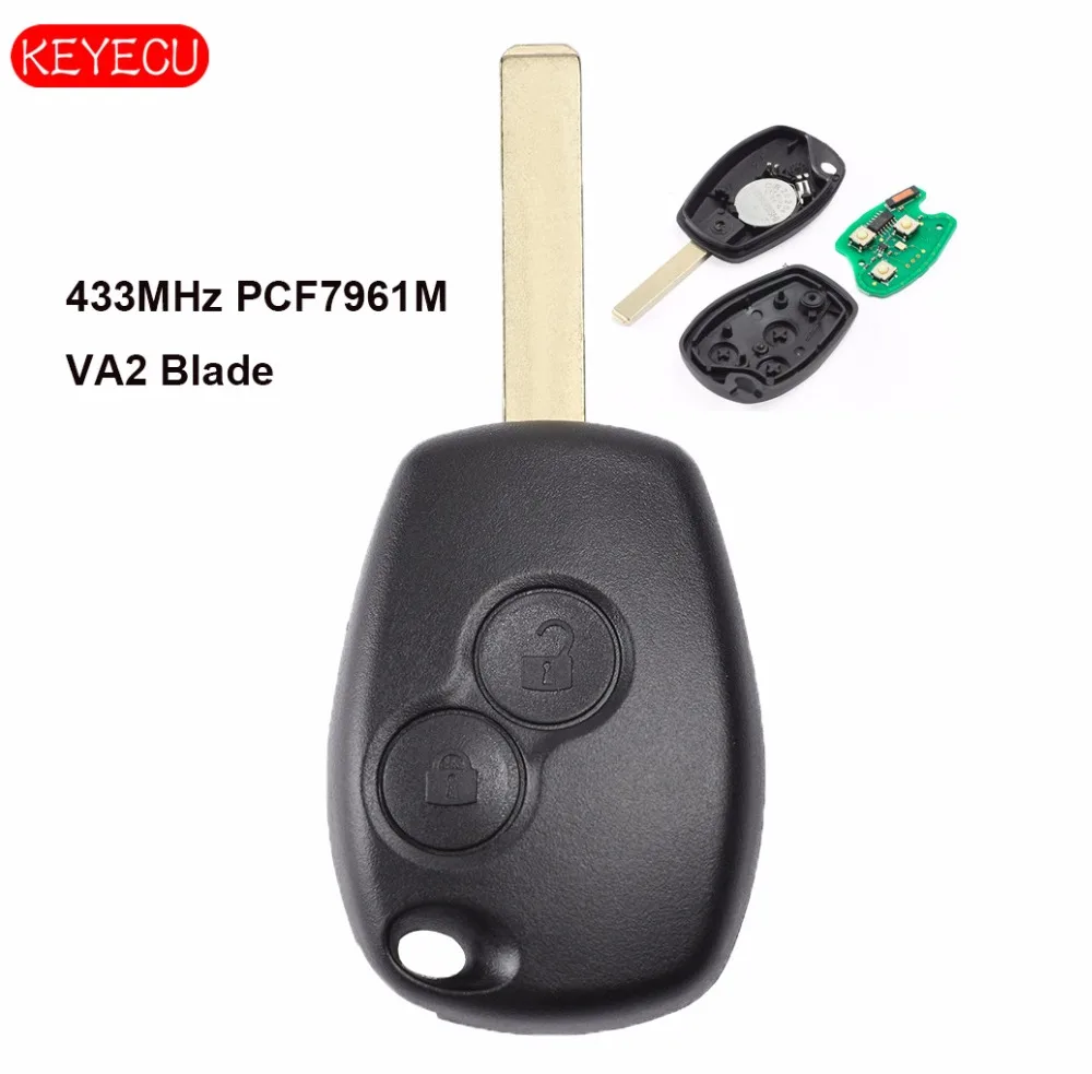 Keyecu дистанционный ключ 2 кнопки 433 МГц PCF7961M для Renault Trafic Vauxhall Vivaro 2014-2017 Uncut VA2 Blade |