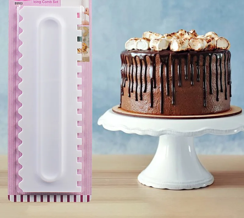 

Cake Decorating Comb Icing Smoother Cake Scraper Pastry 6 Design Textures Fondant Spatulas Baking Cake Tool Dropshipping