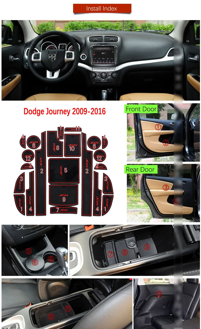 Противоскользящий резиновый коврик для ворот Dodge Journey JC Fiat Freemont 2009 2016 SRT R/T