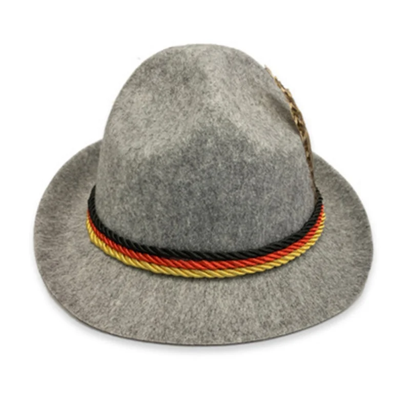Однотонные шляпы Fedoras для женщин и мужчин, цветная шляпа с лентой, немецкая традиционная Кепка Oktoberfest, сценические шляпы сомбреро, немецкие шапки ic унисекс