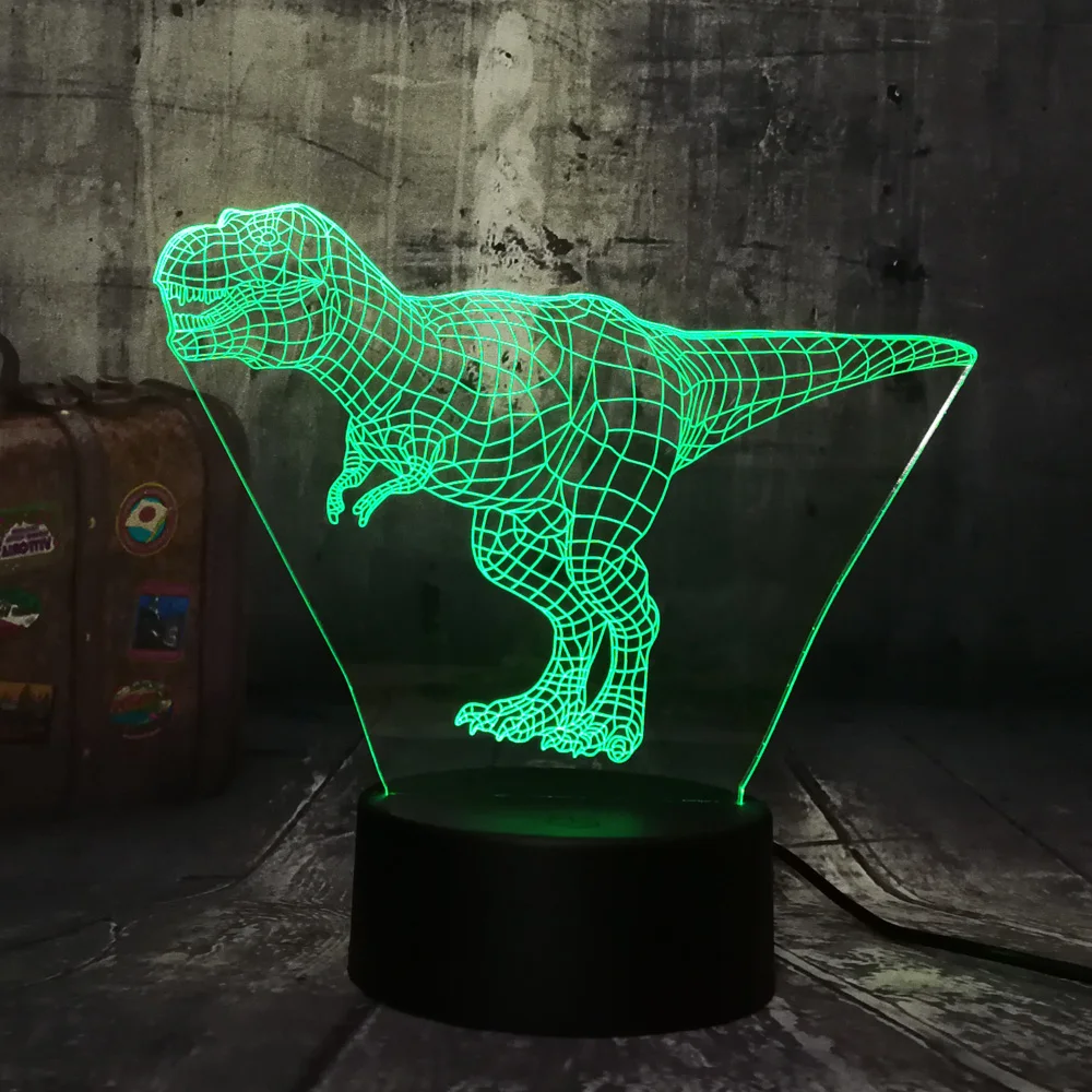 Крутой тираннозавр рекс мир Юрского периода динозавр животное 3D светодиодный Настольный светильник RGB Ночной светильник USB Домашний Декор Детский Рождественский подарок