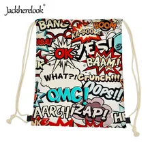 Jackherelook Fashion Graffiti Pattern Mini Girls Woman Travel Drawstring Bags Backpack Daily Canvas Shopping Storage Bag String
