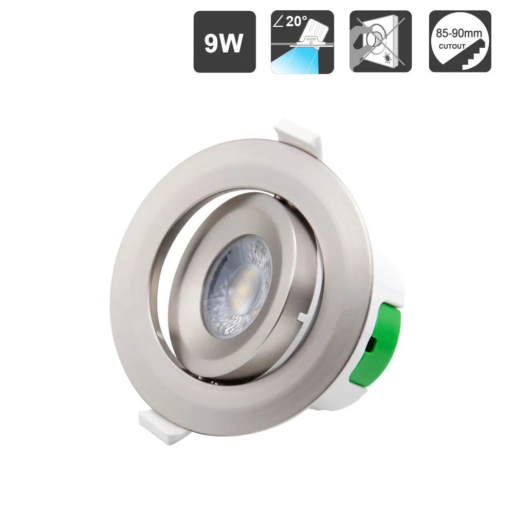 

Metal Color Plastic Angled LED Ceiling Recessed Spot Lamp Spotlight Downlight Warm White 5000K 9W Ceiling Hole Diameter 85-90MM