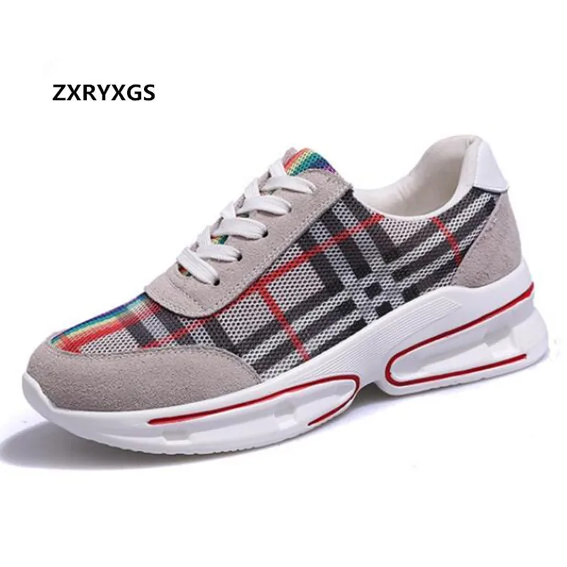 

ZXRYXGS Brand Shoes Matte Cowhide Mesh Stitching Spell Colors Women Sneakers Fashion Casual Shoes 2018 New Shoes Woman Shoes