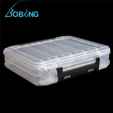Bobing 200x17x4.8cm PVC Fishing Tackle Boxes Transparent Double Side Fisihng Lure Storage Case Box 10 Compartments