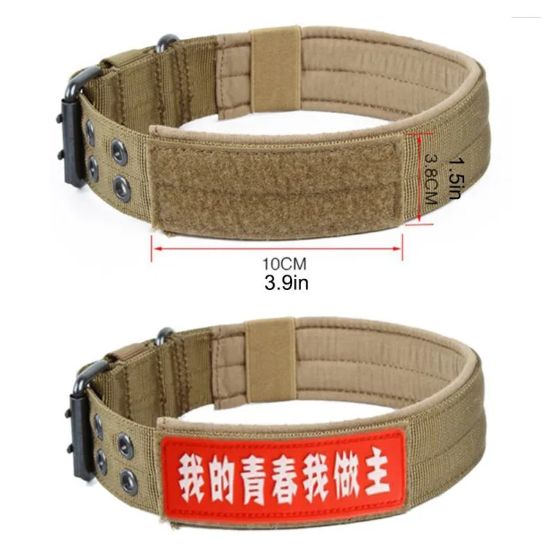 Adjustable Nylon Tactical Military Dog Collar With 2 Rows Buckle And Leash Ring For Training Army Dog