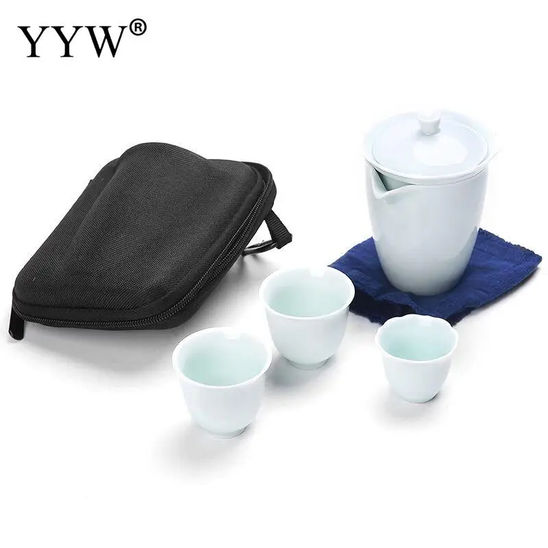  White Cyan Tea Set Elegant Home Kitchen Teaware Accessory Durable Tea Pot Cup Set Small Porcelain M - 33035967191