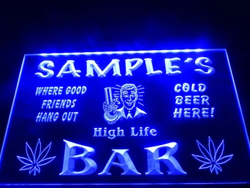 

DZ082- Name Personalized Custom weed hemp High Life Bar Beer Neon Sign hang sign home decor shop crafts