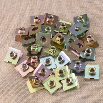 

CITALL New 30pcs 6mm M6 Hole Spring Metal Plate U-Type Rivet Clips Speed Nuts Fastener for Car Panel Fender