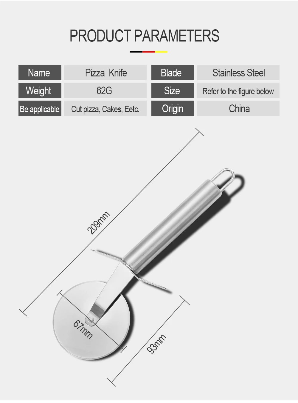 AINZUO Rolled Pizza Knife Stainless Steel Pizza Cutter For Home Family Pizza Tools Easy Use Pizza Wheels Kitchen Accessories