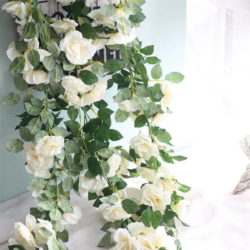 1pc100cm искусственный вьющийся стебель розы с цветами свадебные декоративные настоящий на прикосновение шелк цветы с зелеными листьями для