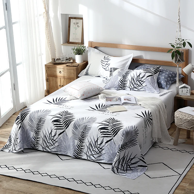 Ins نمط رمادي يترك نمط 3 Pcs روبا دي كاما غطاء سرير قطن فندق المنزل السرير مصنع بالجملة يمكن تخصيص روبا دي كاما