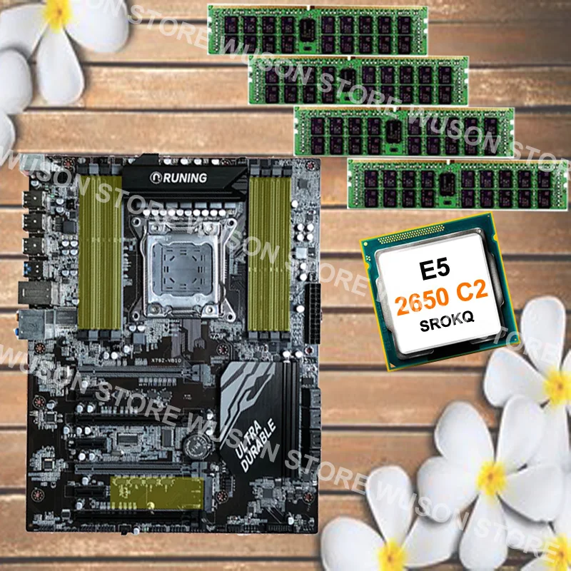 Новое поступление Runing X79 материнская плата 8 слотов RAM max 8*16G 1866 память CPU Xeon E5 2650 C2
