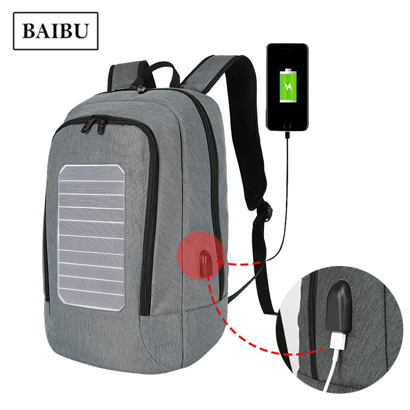 

Solar Charging Anti-theft Backpack Men Waterproof Safety Business Travel Bagpack Unisex Multifunctional Large Capacity Schoolbag