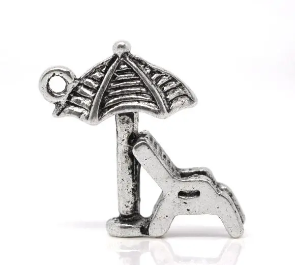 DoreenBeads Retail Antique Silver Beach Chair Charm Pendants 18x12mm,sold per pack of 50