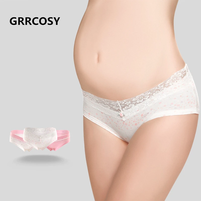 GRRCOSY/3 шт. хлопковые кружевные трусики в горошек с цветочным узором и низкой