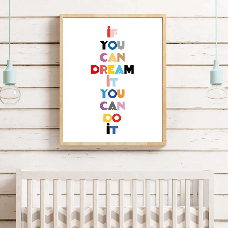 

Modern Minimalist If You Can Dream Canvas Painting Nursery Quotes Posters Prints Wall Art Pictures for Bedroom Home Decor