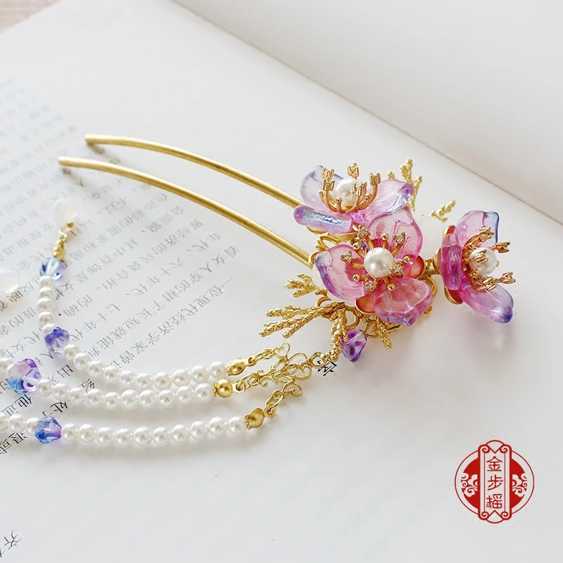 

Chinese style vintage pearl tassel handmade "U" hairpin hair sticks Hair accessories Headwear for kimono COSPLAY