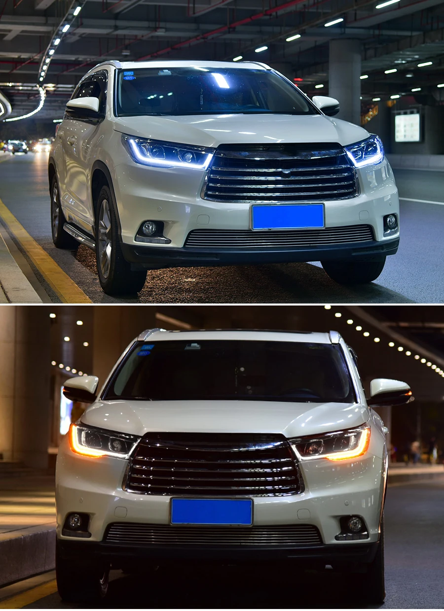 Автомобильный головной светильник в сборе для Toyota Highlander светодиодный указатель поворота Светодиодный дневной ходовой светильник голубого цвета